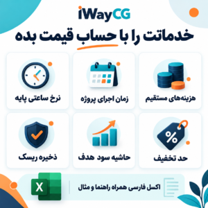 اکسل فارسی محاسبه قیمت خدمات و پروژه با هزینه زمان و حاشیه سود
